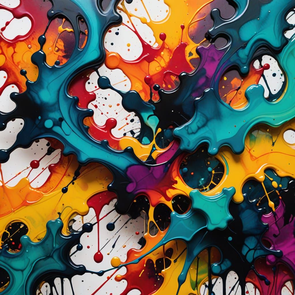 Dynamic Geometric Shapes in Abstract Expressionism Style