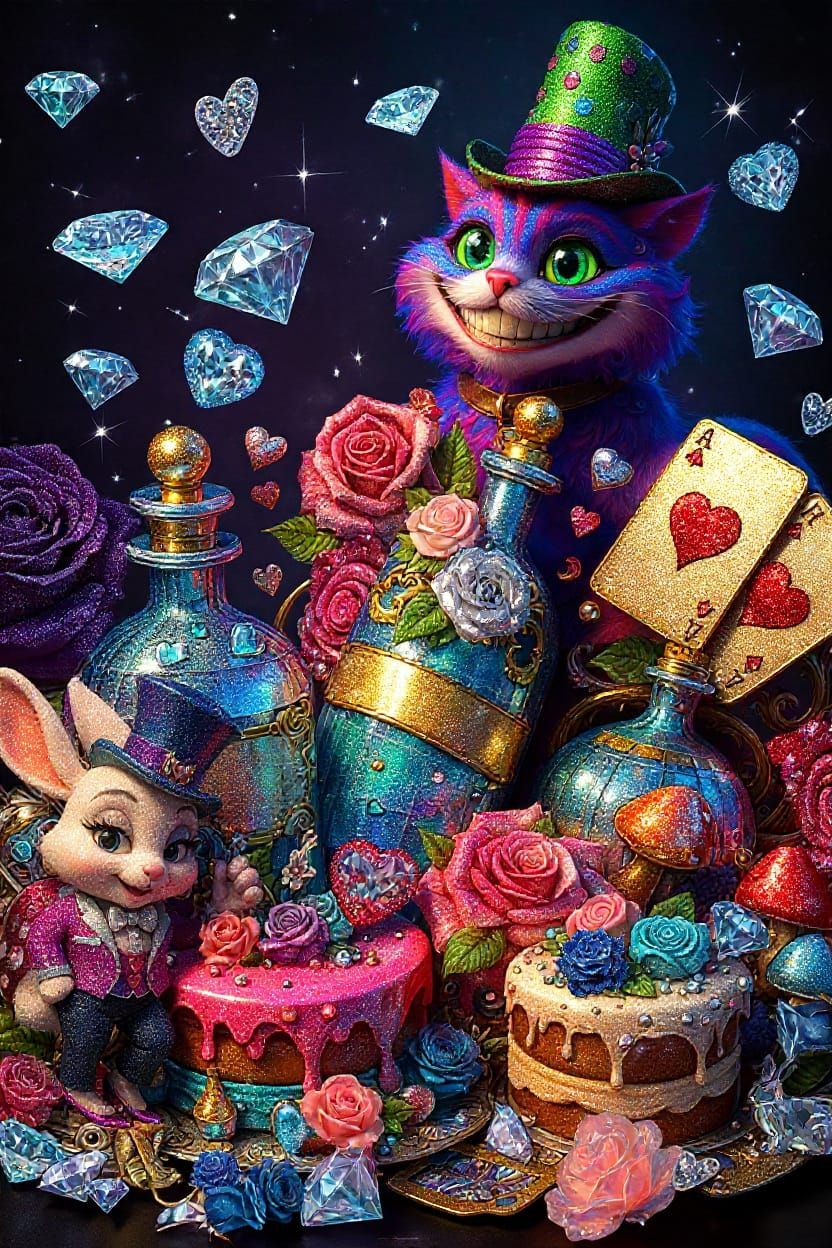 Dazzling Glitter Explosion in Hyperrealistic 3D Style