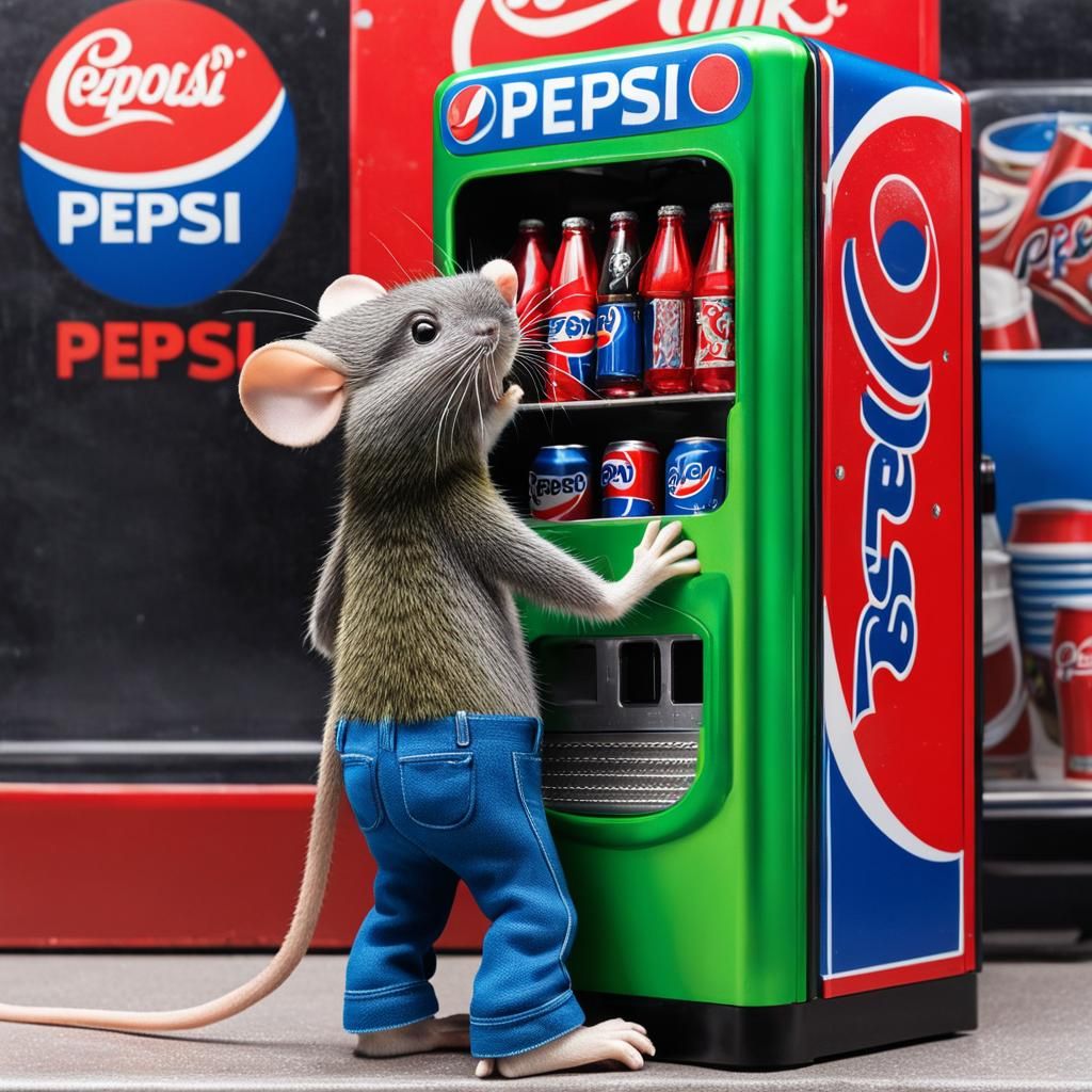 Rat Fink Stealing Soda from Pepsi Machine