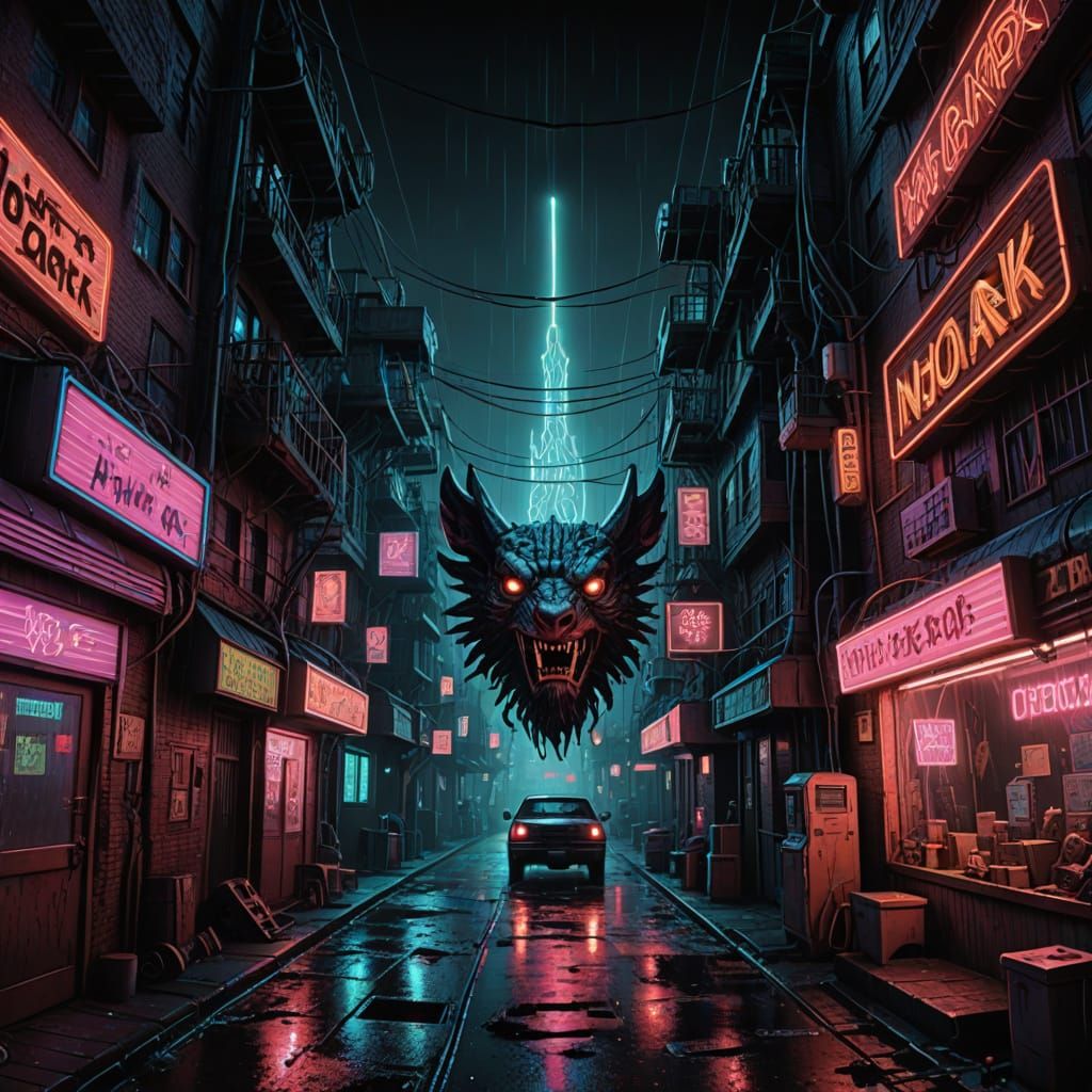 Retro Cyberpunk Noah's Ark in Dark City