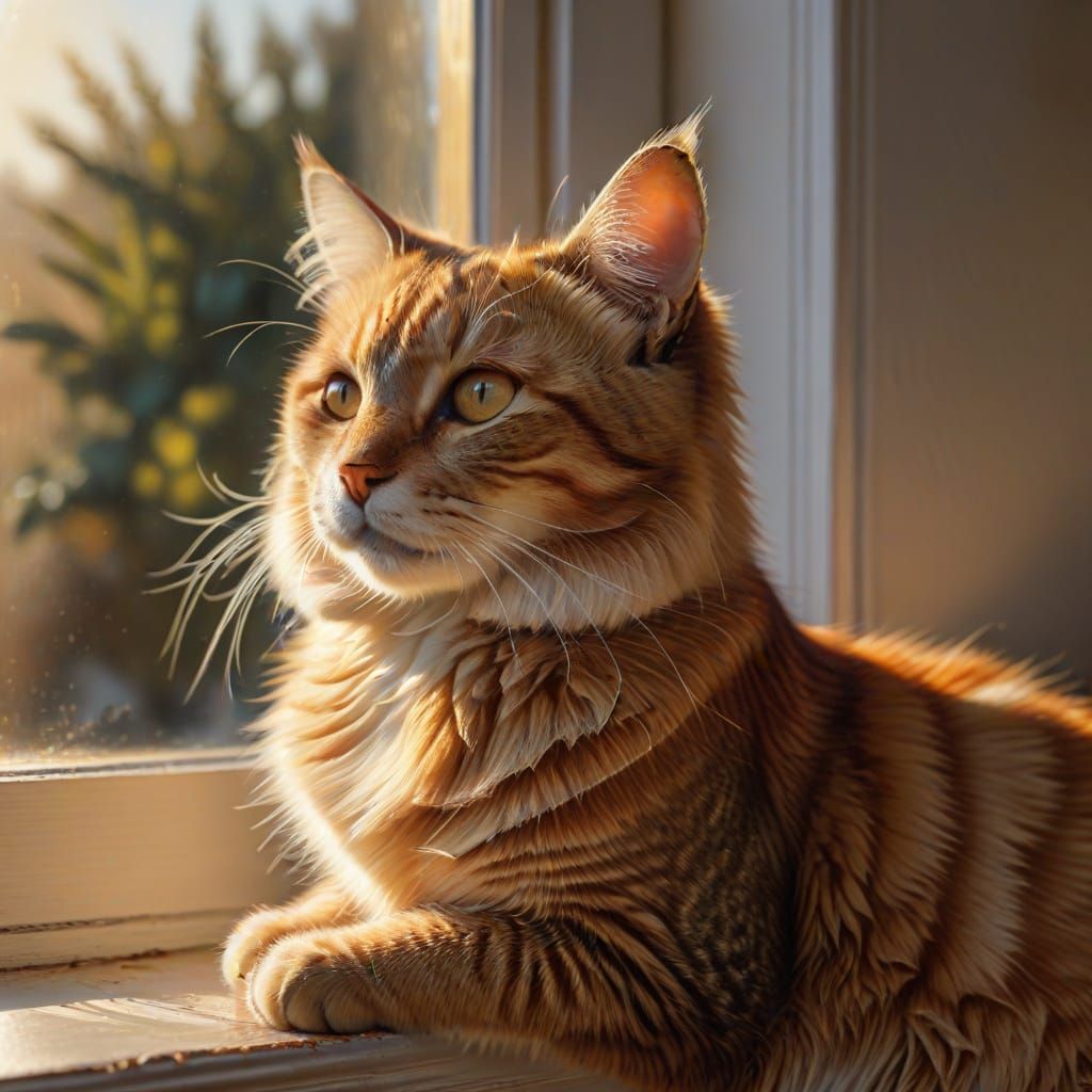 Cat Portrait in Golden Hour Sunlight
