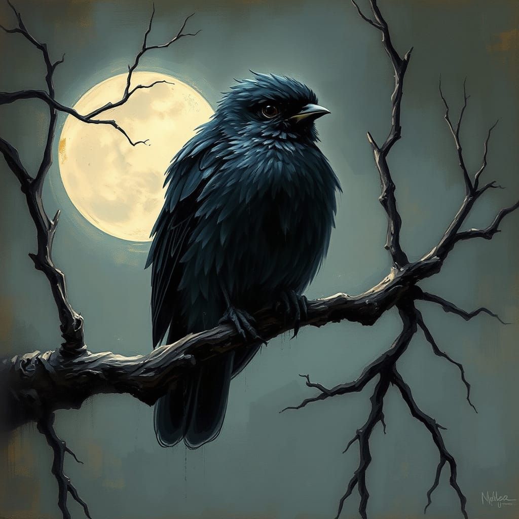 Mystical Nocturnal Bird in Moonlit Forest