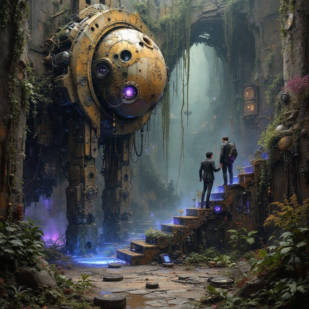 Dieselpunk Interdimensional Glitch Sculpture Garden