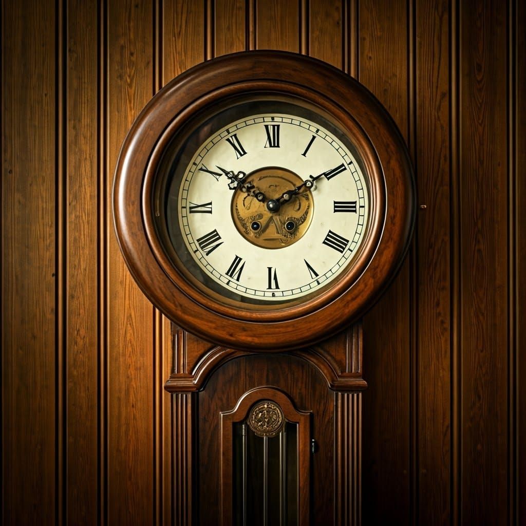 A photo of a wall-clock set to 11:45 PM