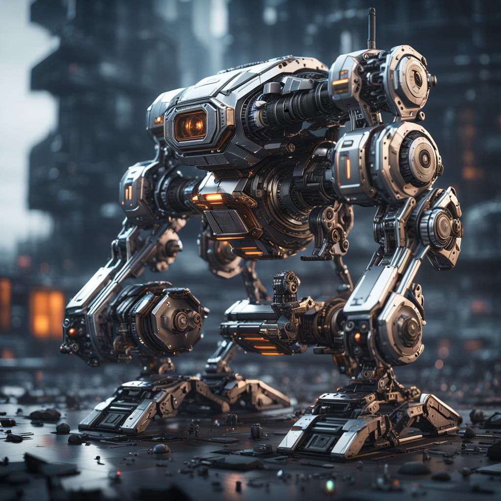 Futuristic Smartphone with Intricate Sci-Fi Mech Details