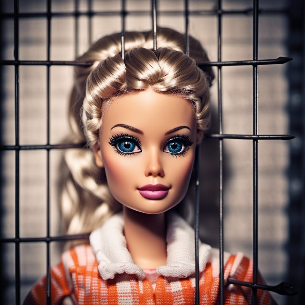 Hyperrealistic Barbie Doll Prisoner Mugshot