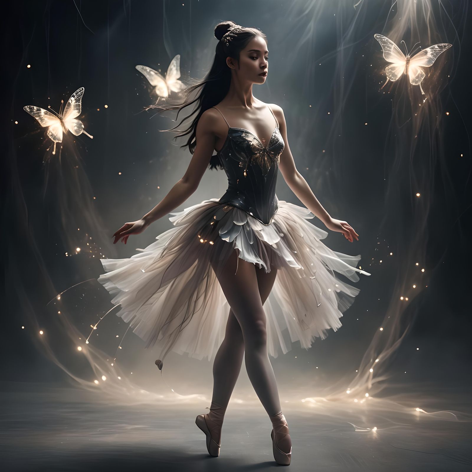 Ethereal Butterfly Ballerina in Attitude Derriere
