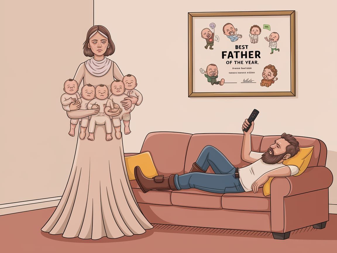 Mother of Five Surrounded by Chaos as Father of the Year Awa...