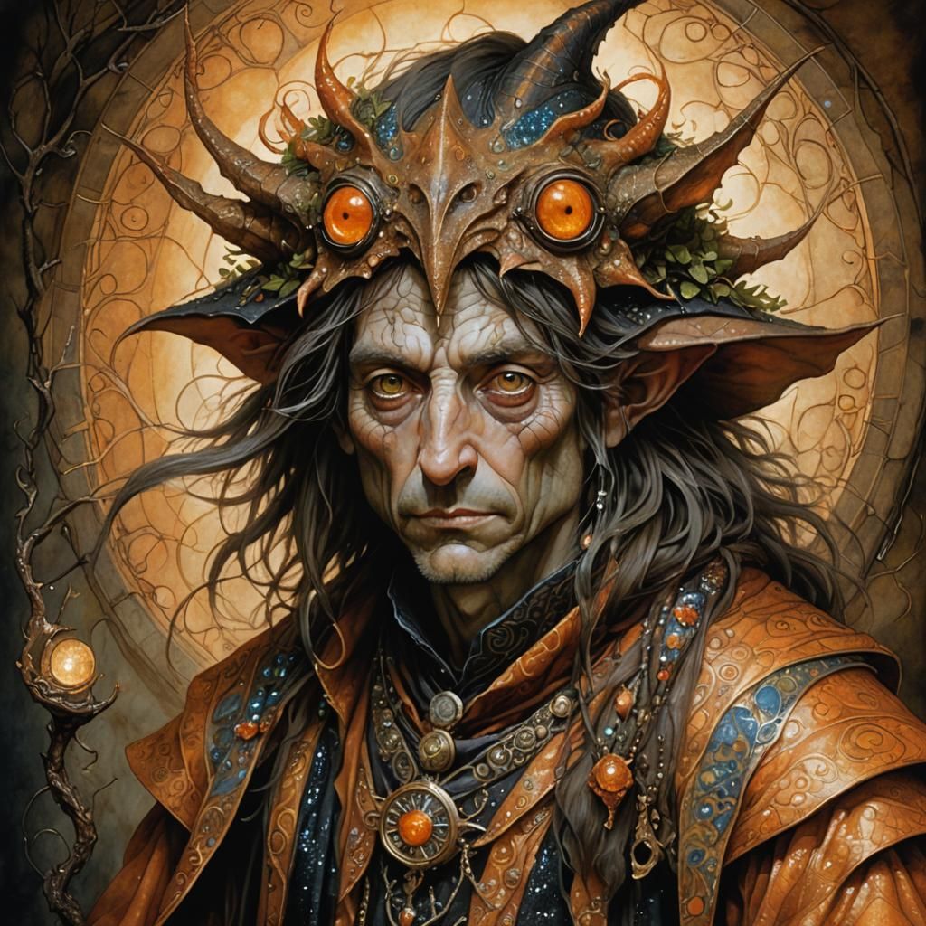 Surreal Mage Portrait with Snakeskin Texture