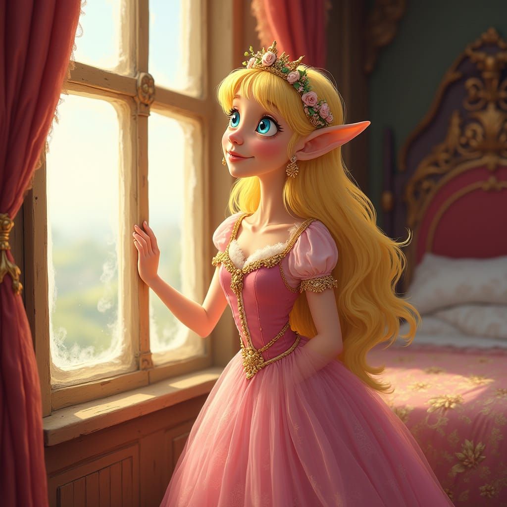 Disney-Inspired Orc Princess in Pink Medieval Gown