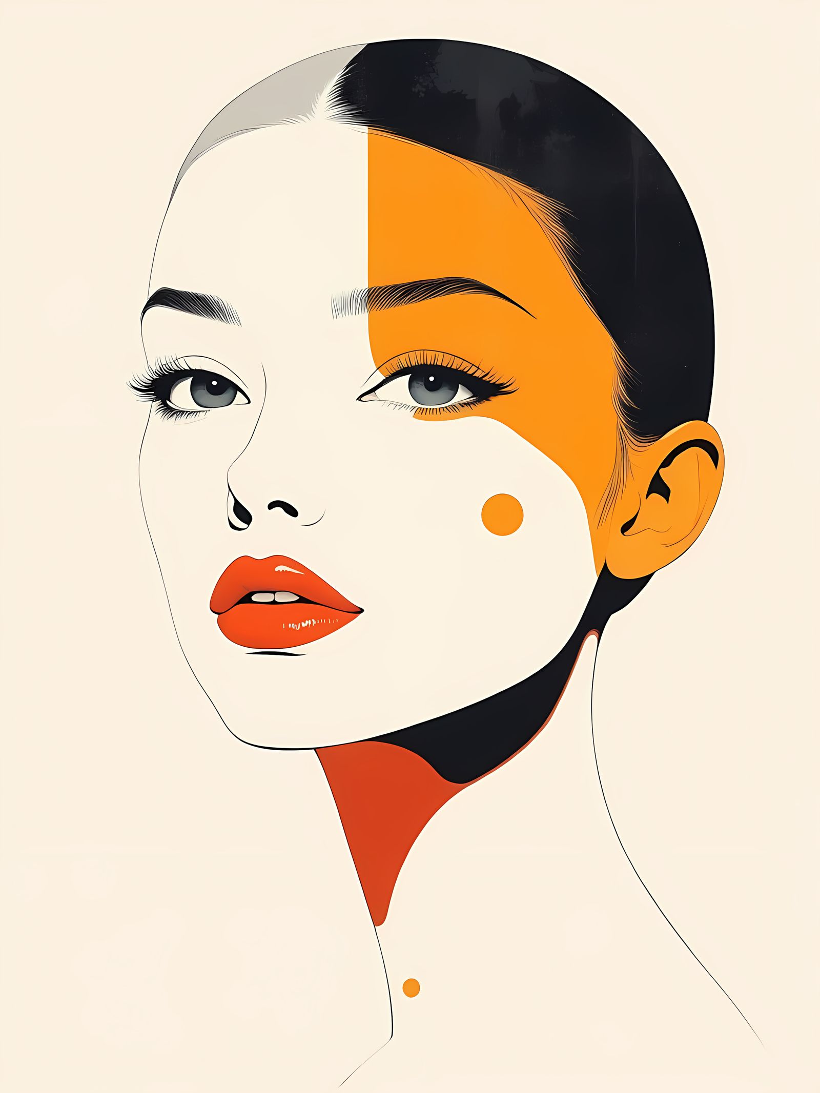 Minimalist Abstract Portrait in Geometric Vector Art