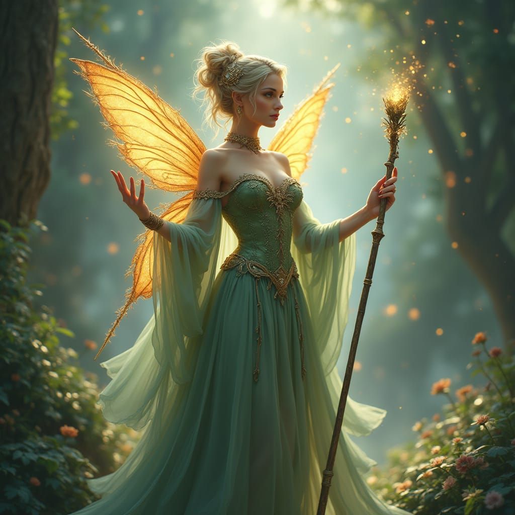Enchanted Fairy Godmother in Mystical Realms