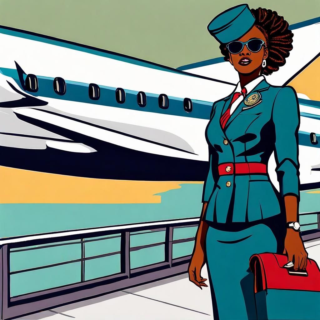 Stylish Flight Attendant with Edgy Look, Digital Art