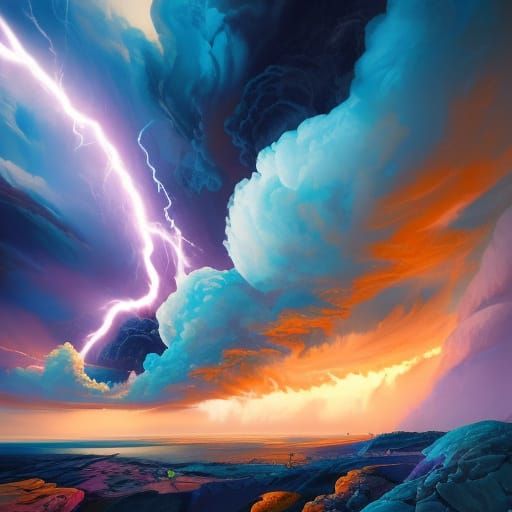 Electric Stormscape in Futuristic Landscape Style