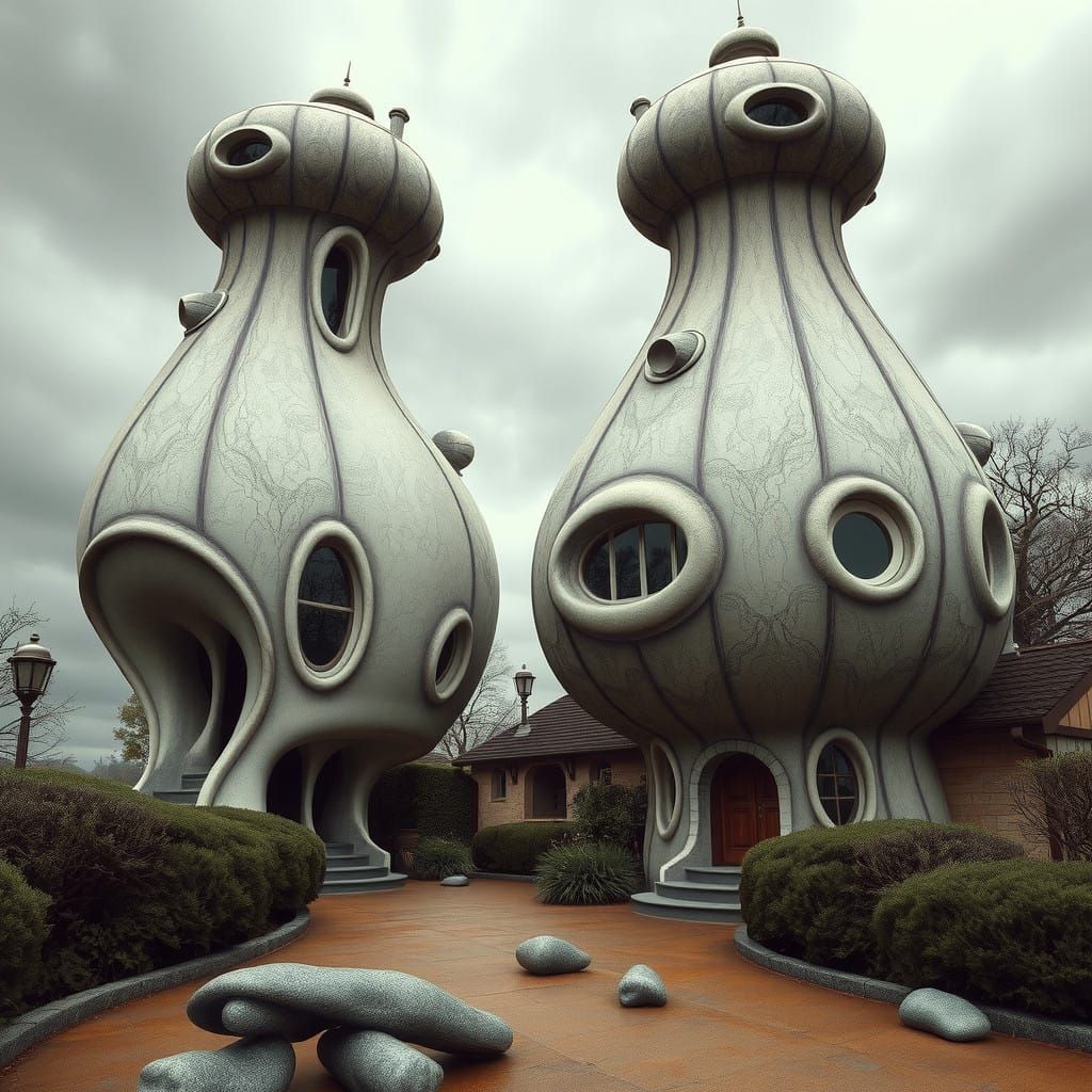 Biomorphic Abodes in Dreamlike Landscape