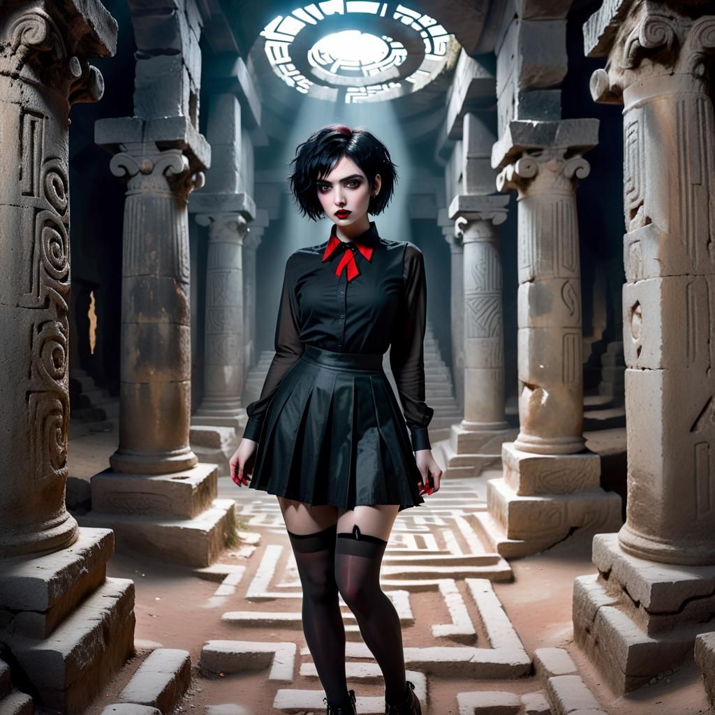 Goth Girl in Labyrinth: Digital Portrait
