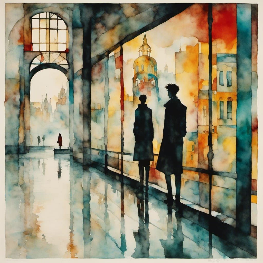 Abstract Figure in Architectural Landscape