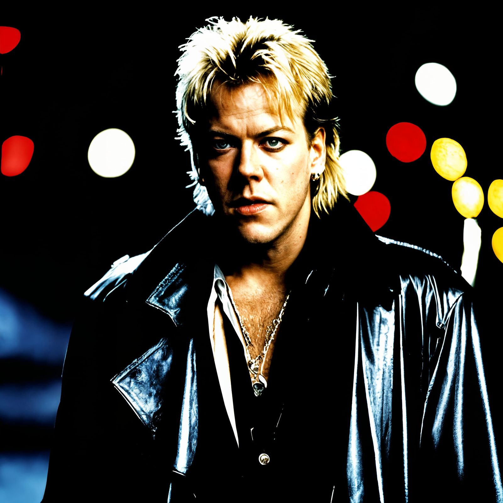 Kiefer Sutherland as 80s Vampire in Photorealistic Style