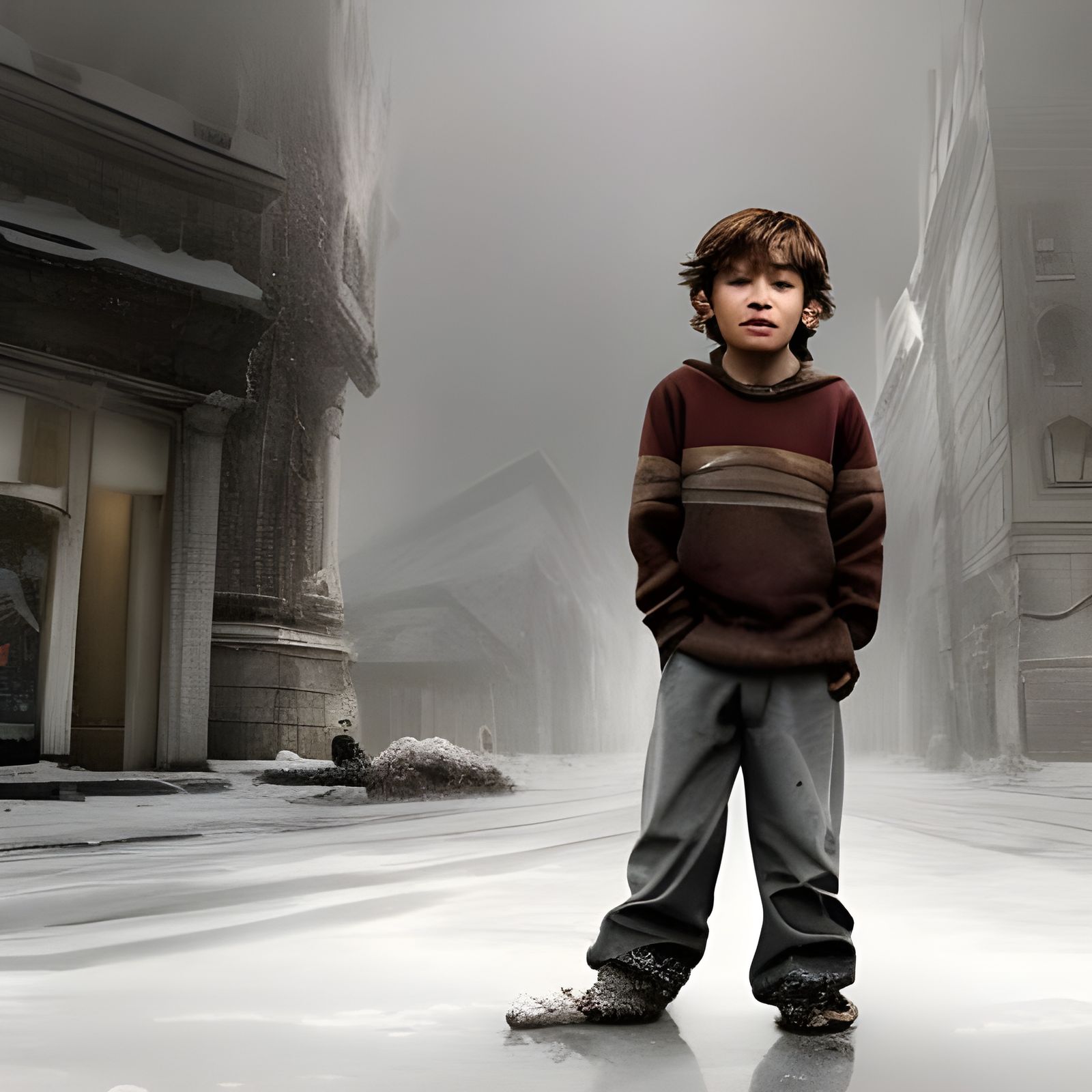 Homeless Boy in Winter: A Digital Matte Painting