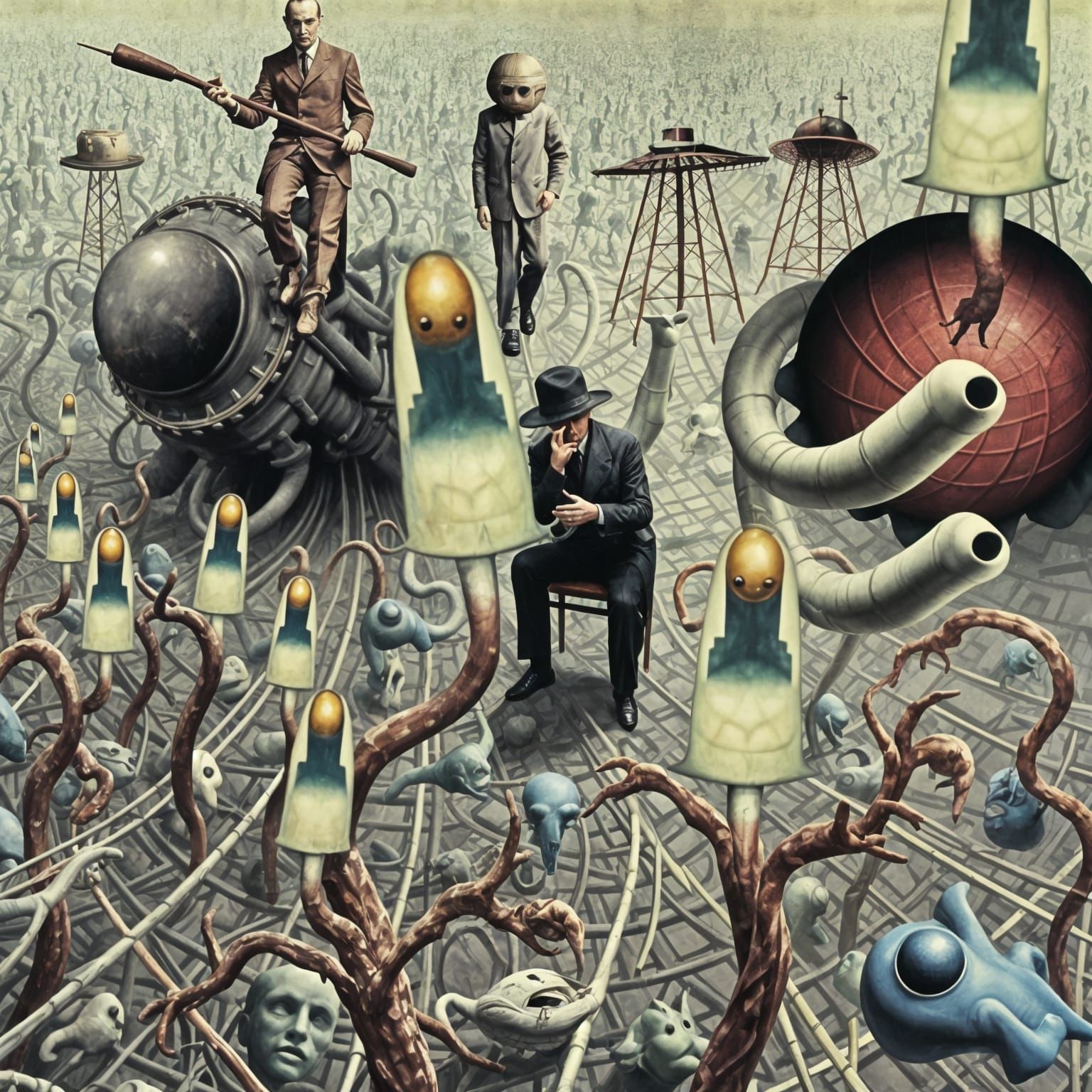 Controversial Synchrony in Surreal Vintage Photo