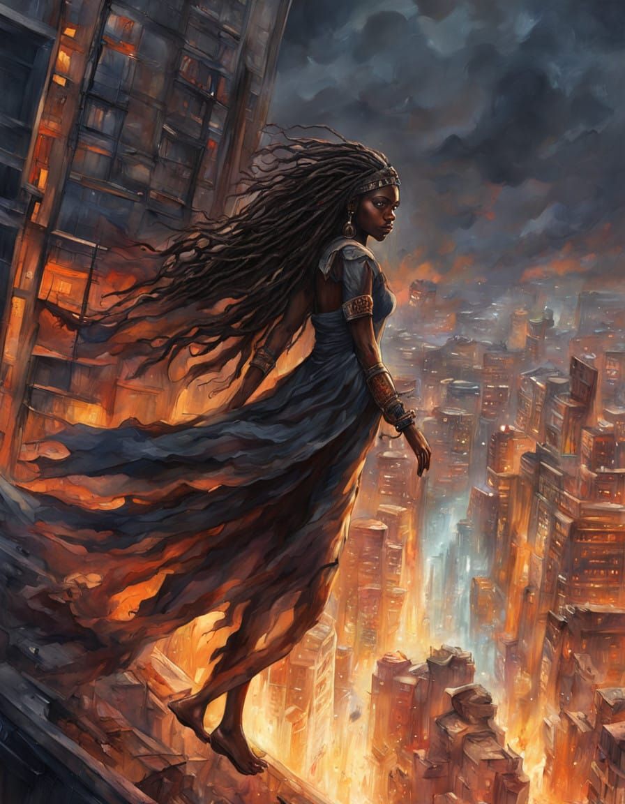 Dark Angels Over Dystopian Metropolis