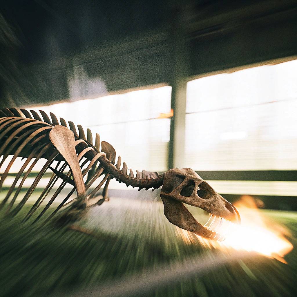 Shark Skeleton Emerges from Blazing Fire