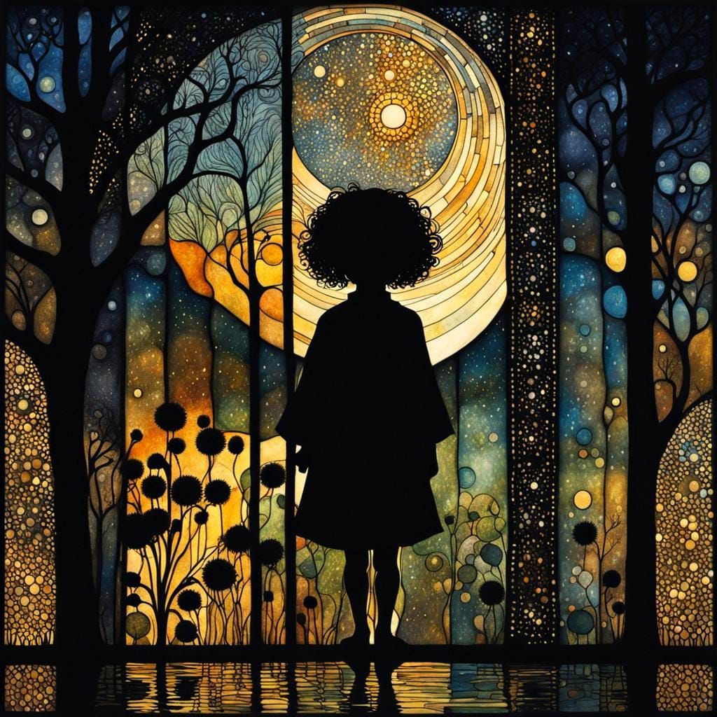 Child at Window in Art Nouveau Style