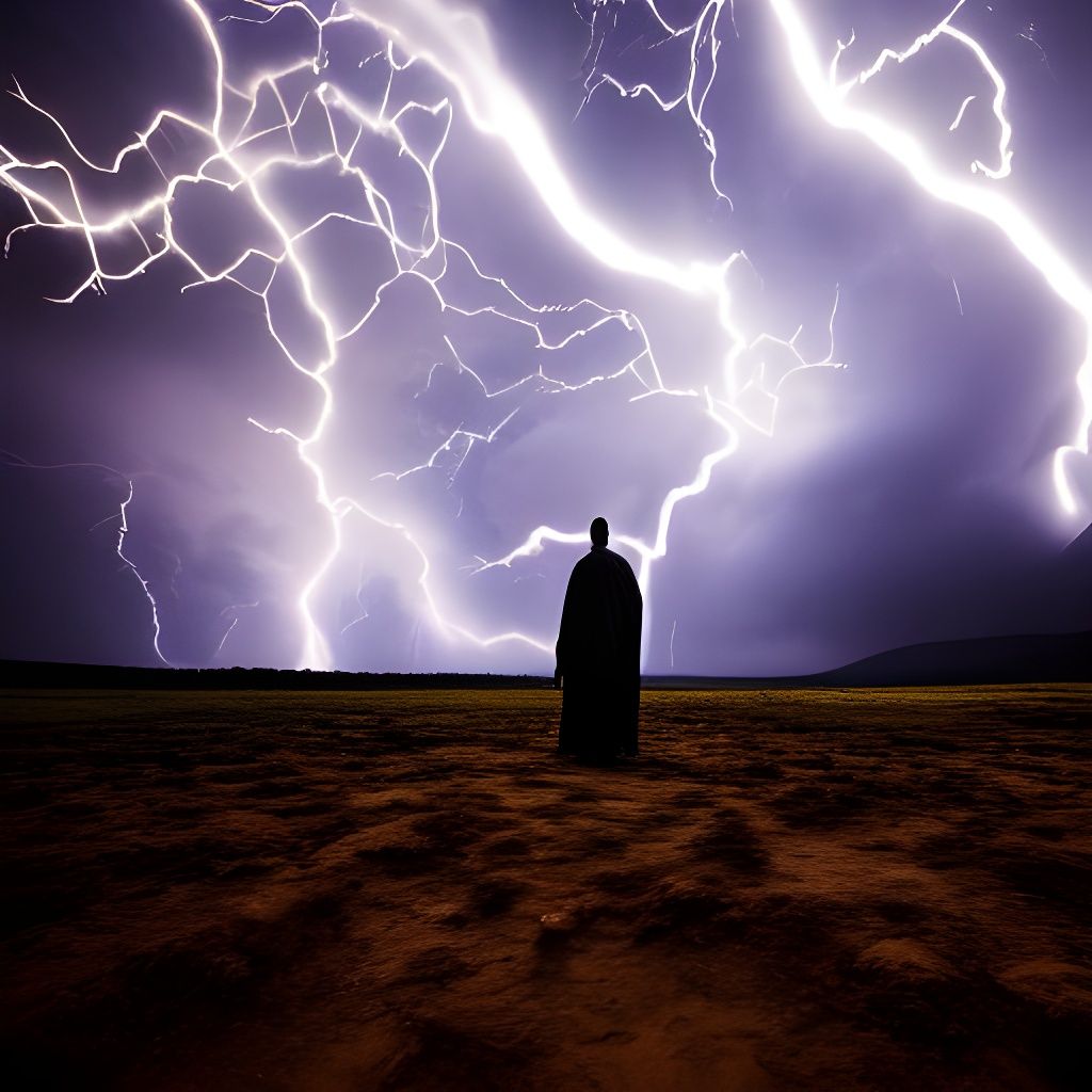 Wise Wizard in Cosmic Lightning Storm