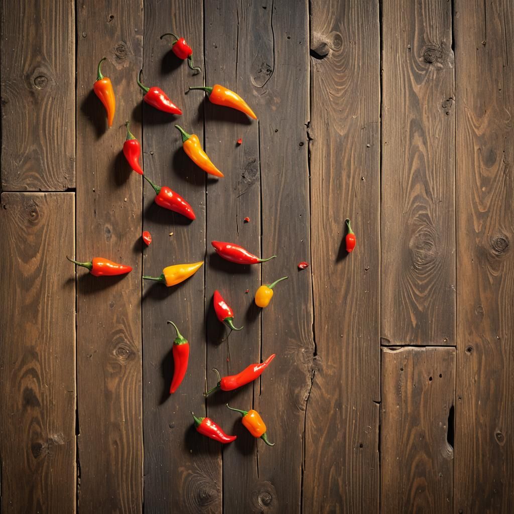 Fiery Peppers in Golden Light: A Vibrant Still Life