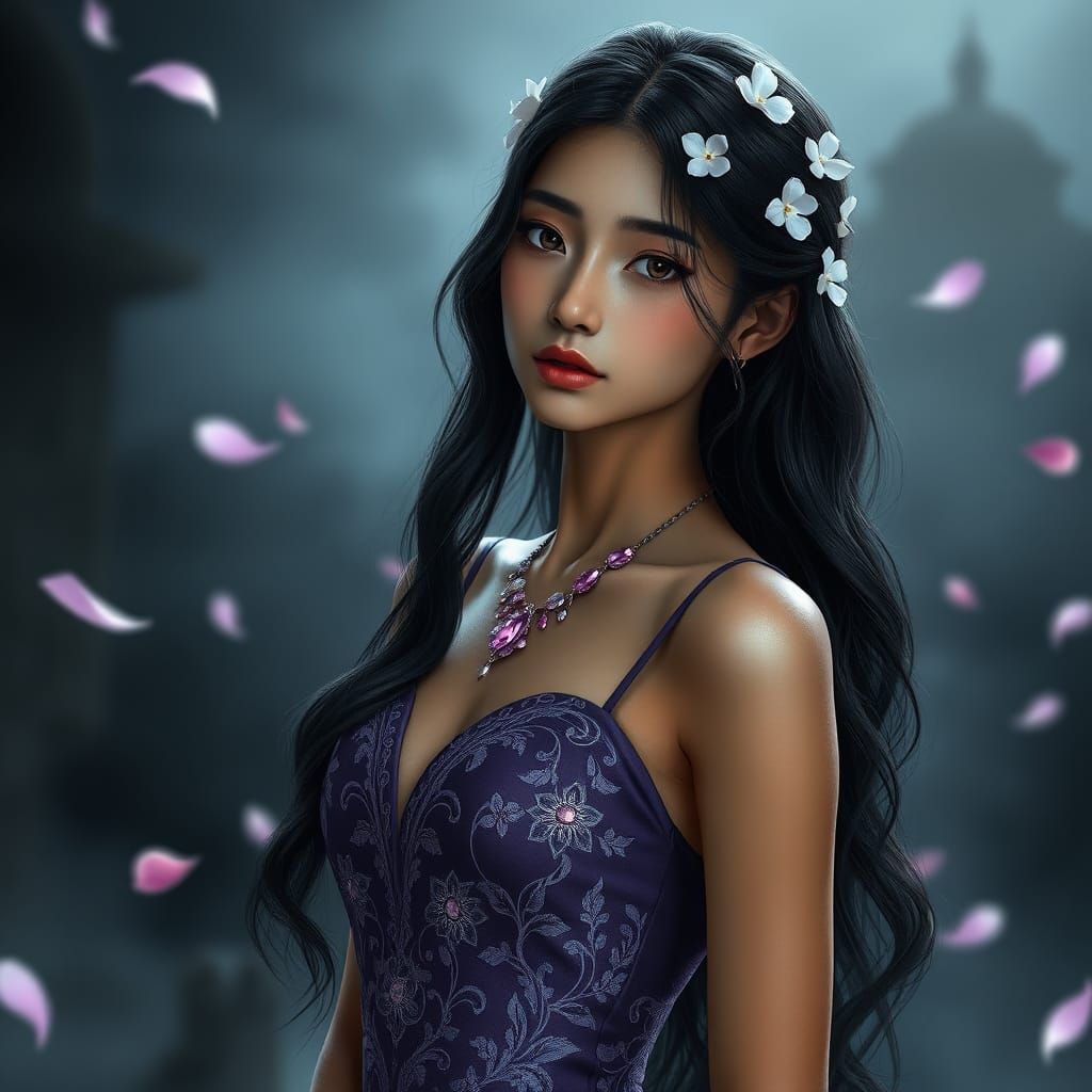 Elegant Burmese Woman in Dreamlike Setting