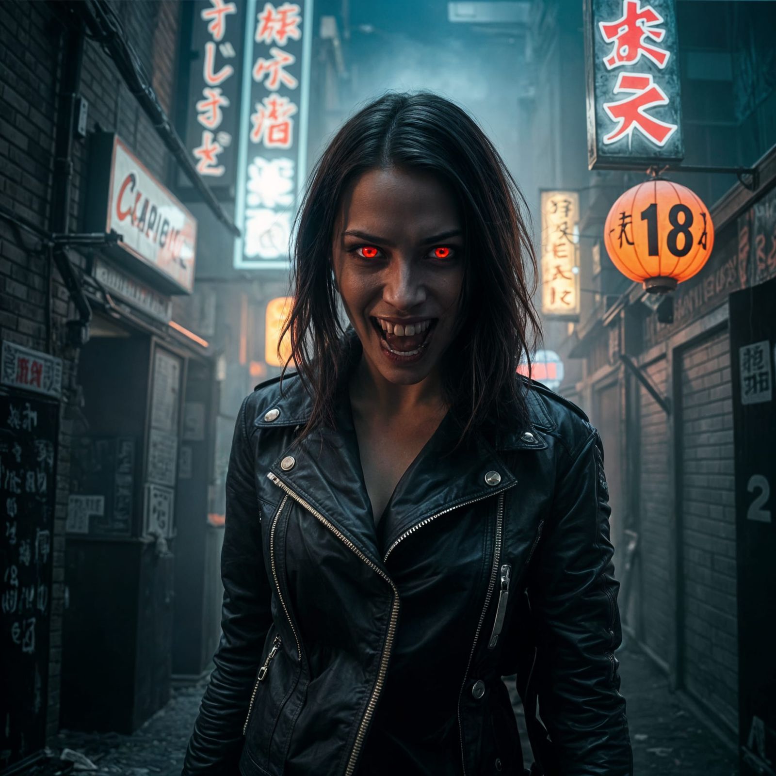 Ethereal Vampire Queen in Cyberpunk Tokyo