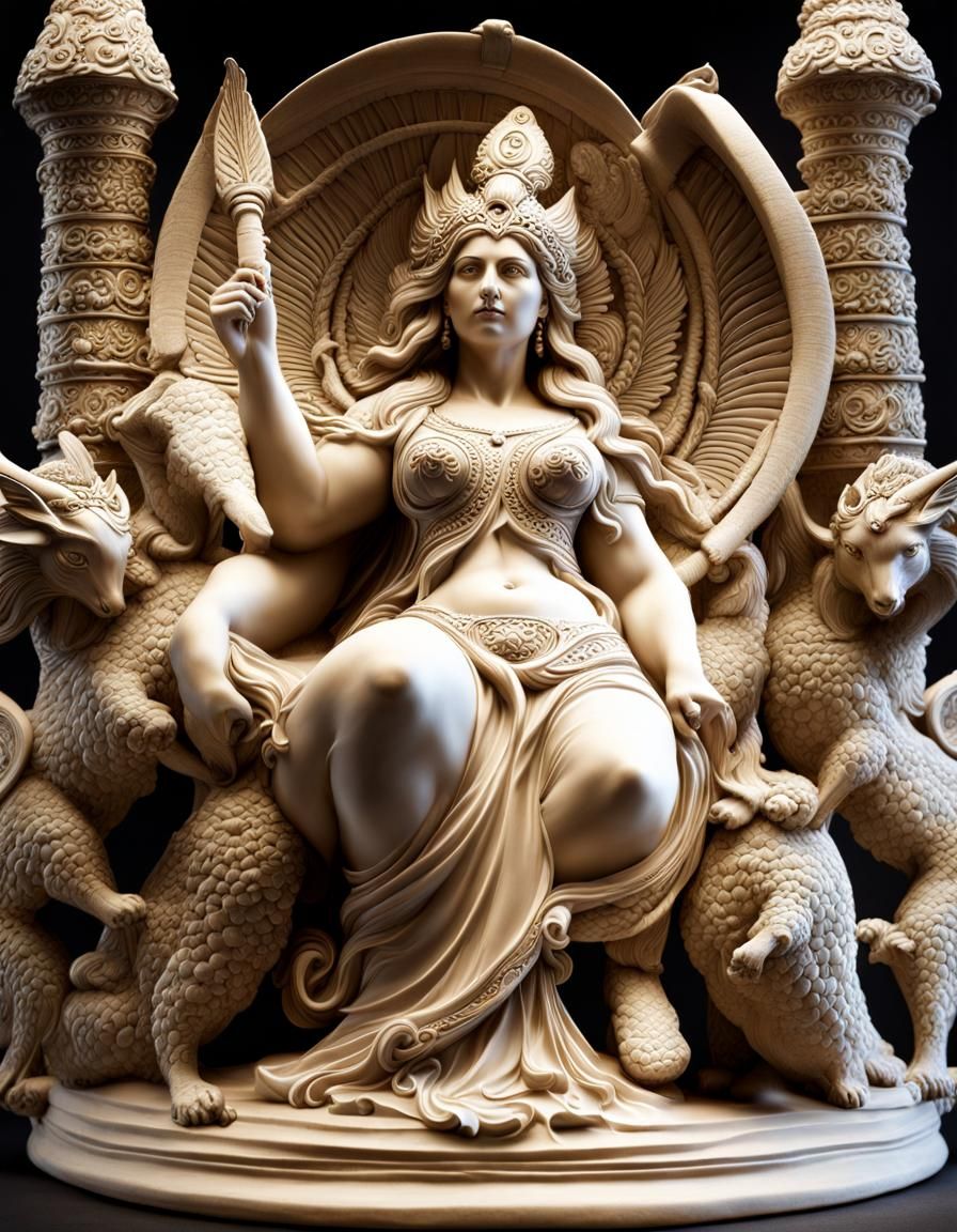 Voluptuous Pagan Goddess Statue in Epic Battle