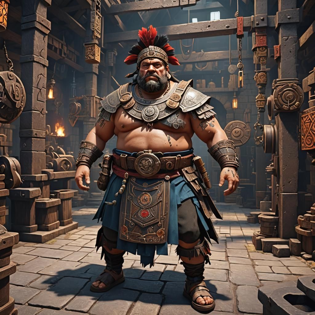 Aztec Artisan in Fantasy Blacksmith Factory