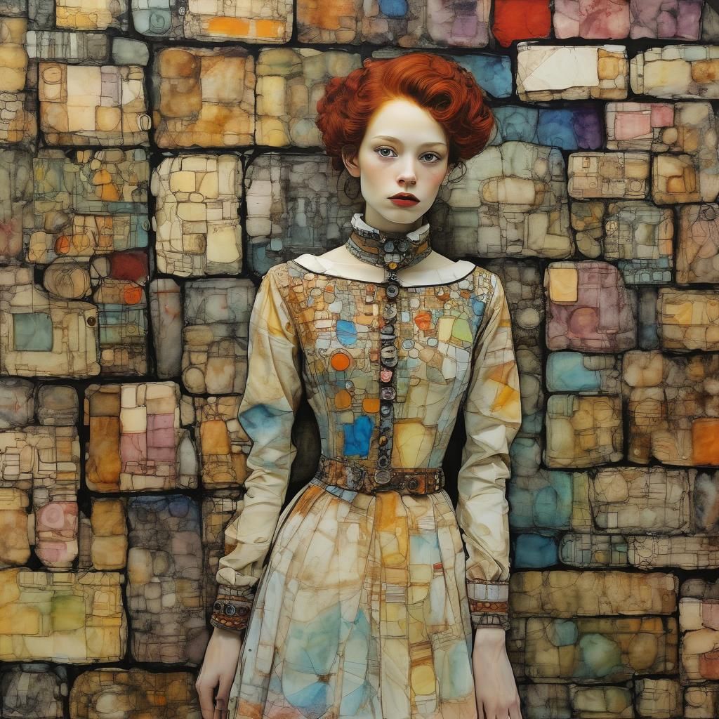 Colourful Debutante in Catacombs, Encaustic Style