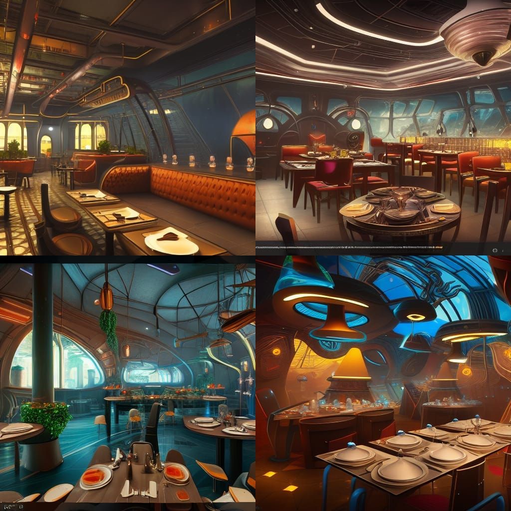Futuristic Restaurant Concept Art in Unreal Engine