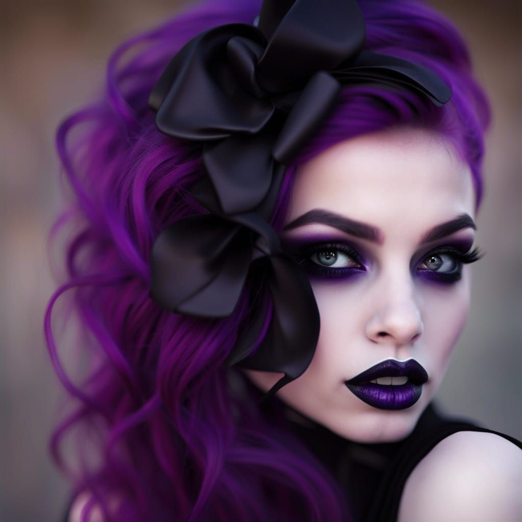 Perfect vertical view of ethereal Gothic Young lady with vib...