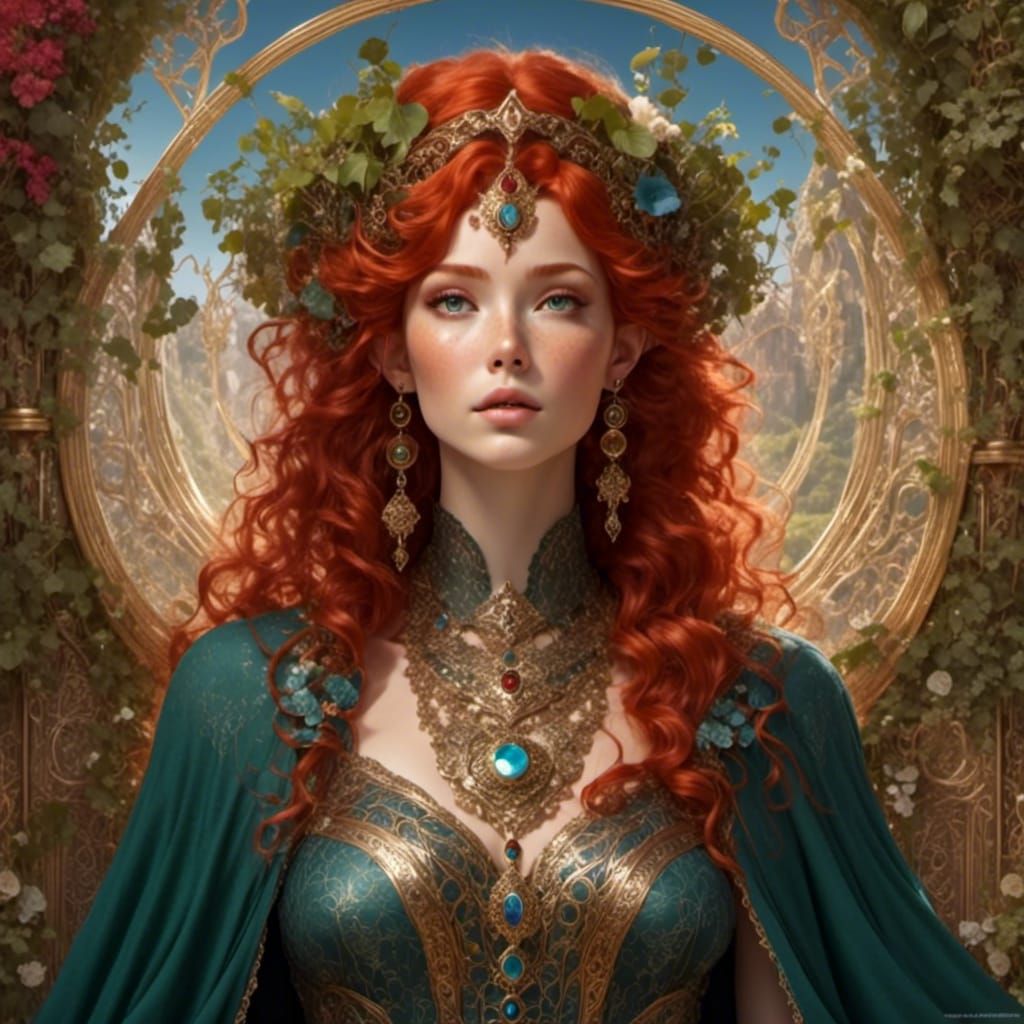 Red Haired Goddess in Rococo Style