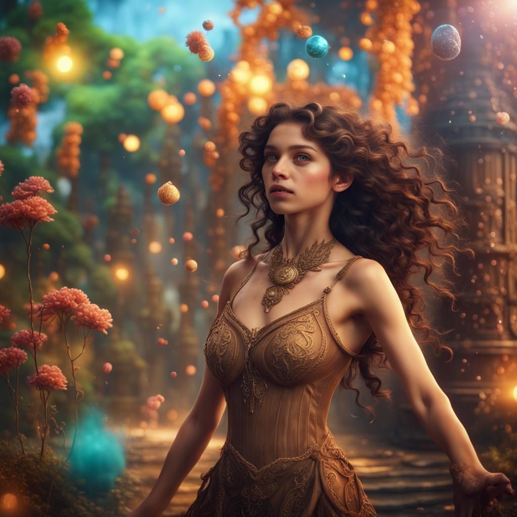 Magical Brunette Portrait in Detailed Fantasy Style