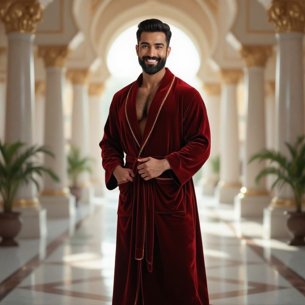 Joyful Man in Palace, Hyperrealistic Portrait