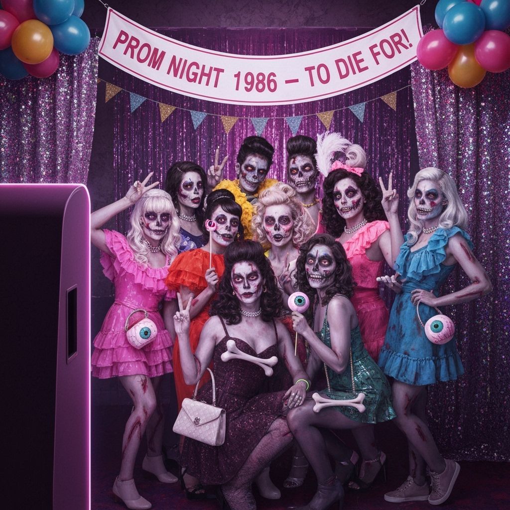 Undead Teens Pose in Retro Zombie Prom Photo Booth