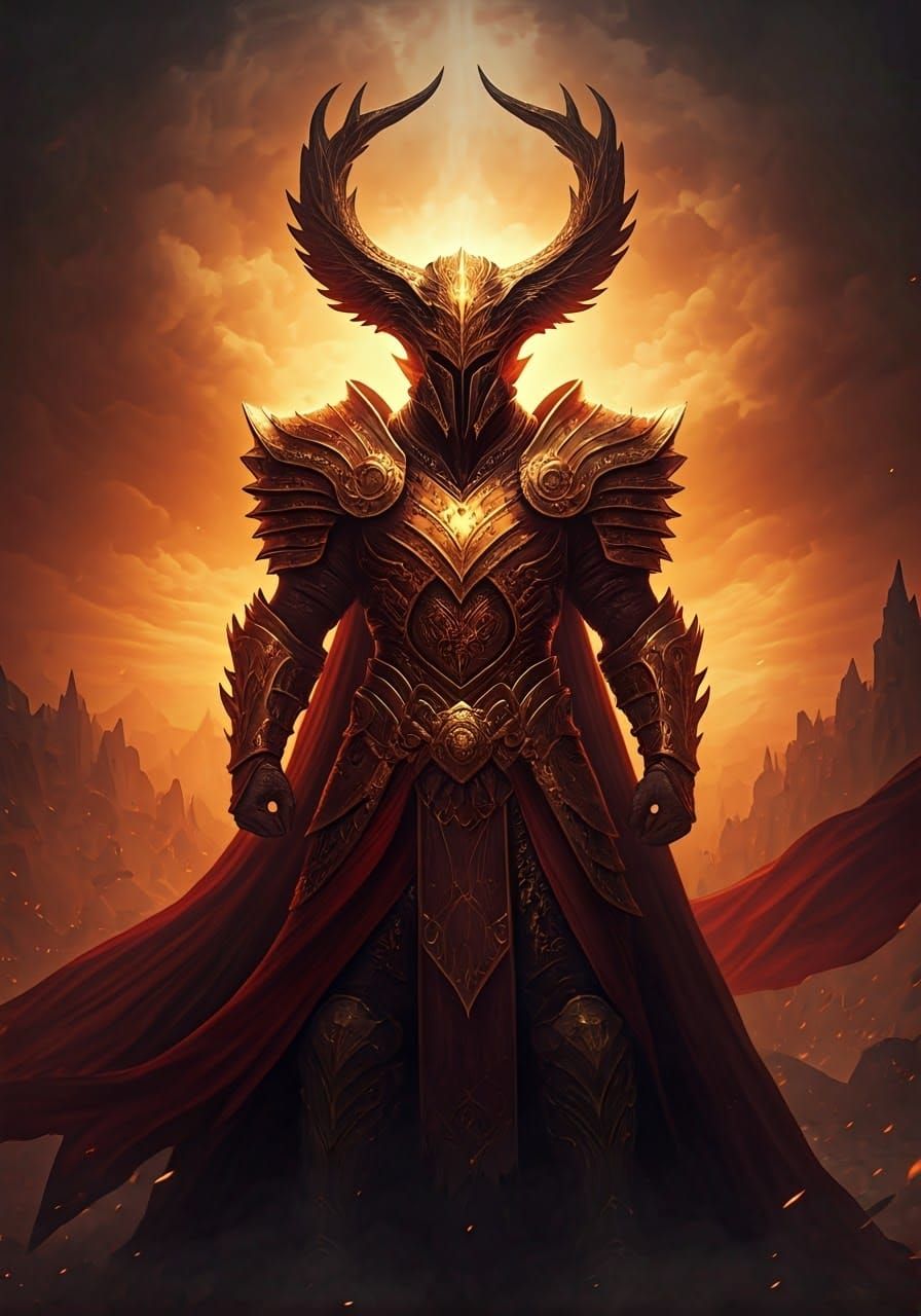 Glorious Warrior in Dynamic Battle Pose