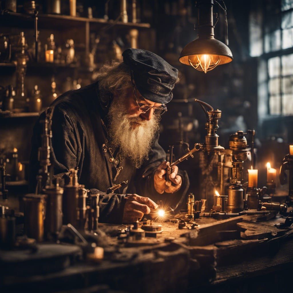 Medieval Alchemist Lab Lit by Candlelight