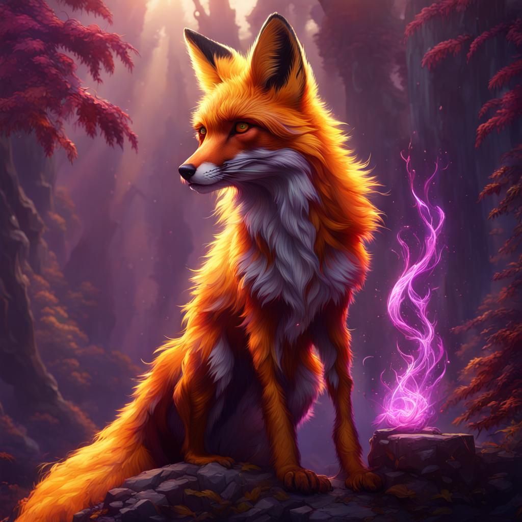 Fiery Fox: A Dark Fantasy Concept Art