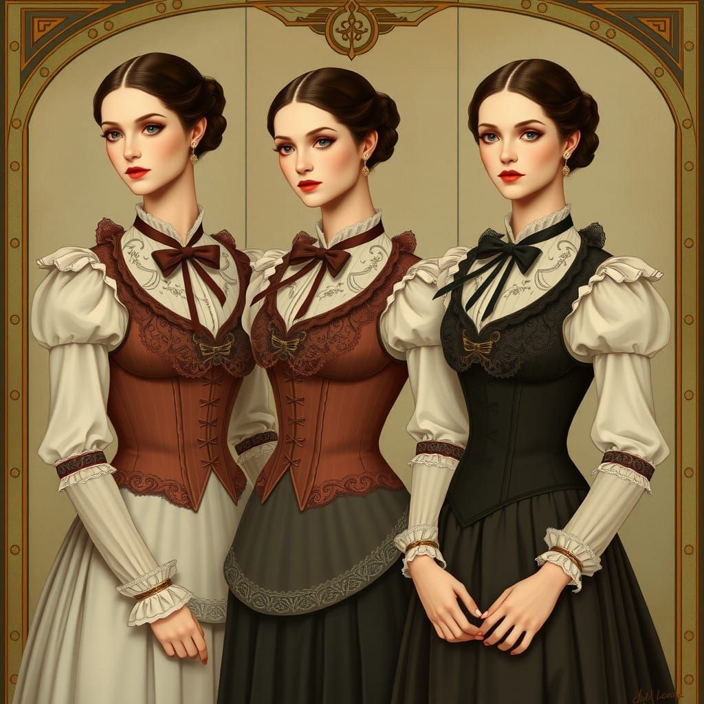 Elegant Women in Intricate Renaissance-Inspired Gowns