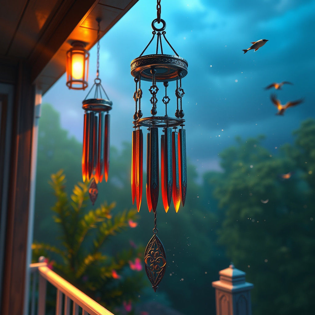 Wind Chimes on a Porch: Detailed Matte Painting