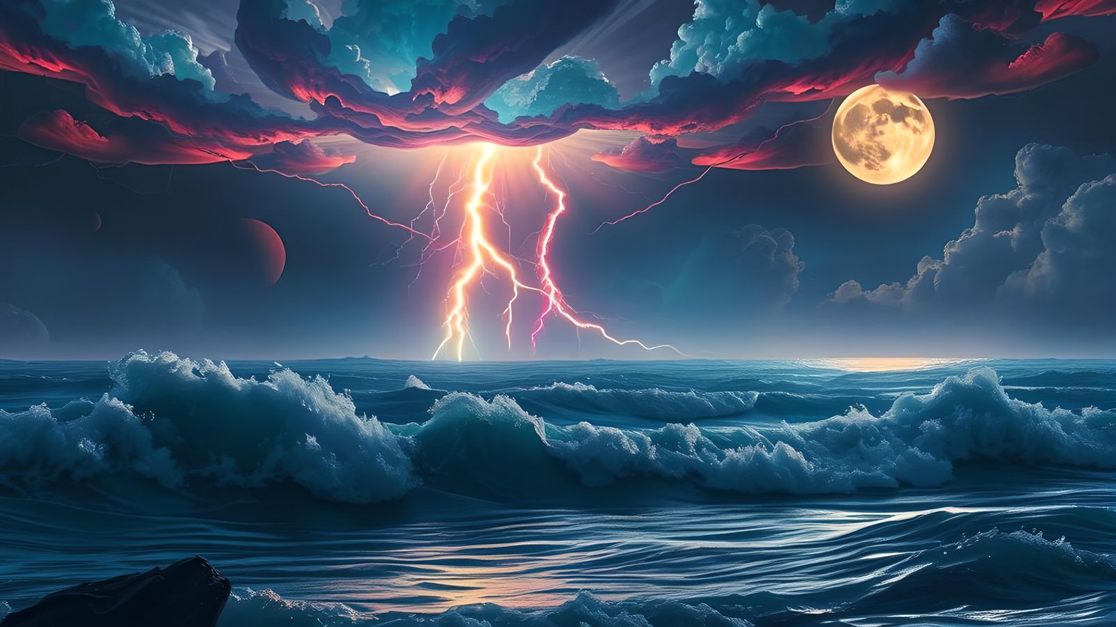 Neon Tornado Over Alien Sea: Graffiti Art Style