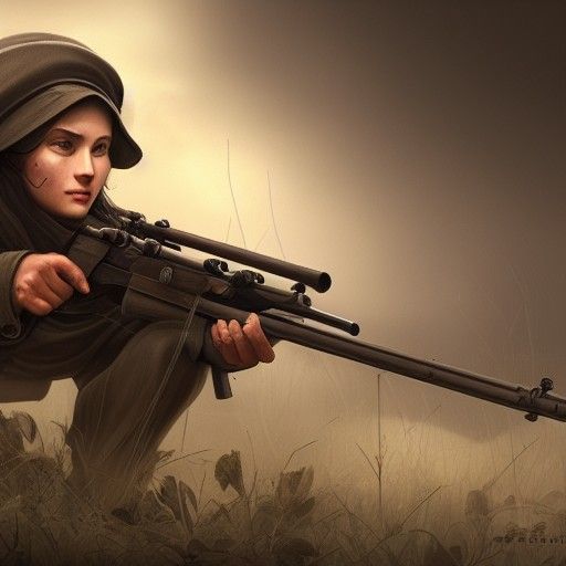 World War 2 Female Sniper in Detailed Matte Painting