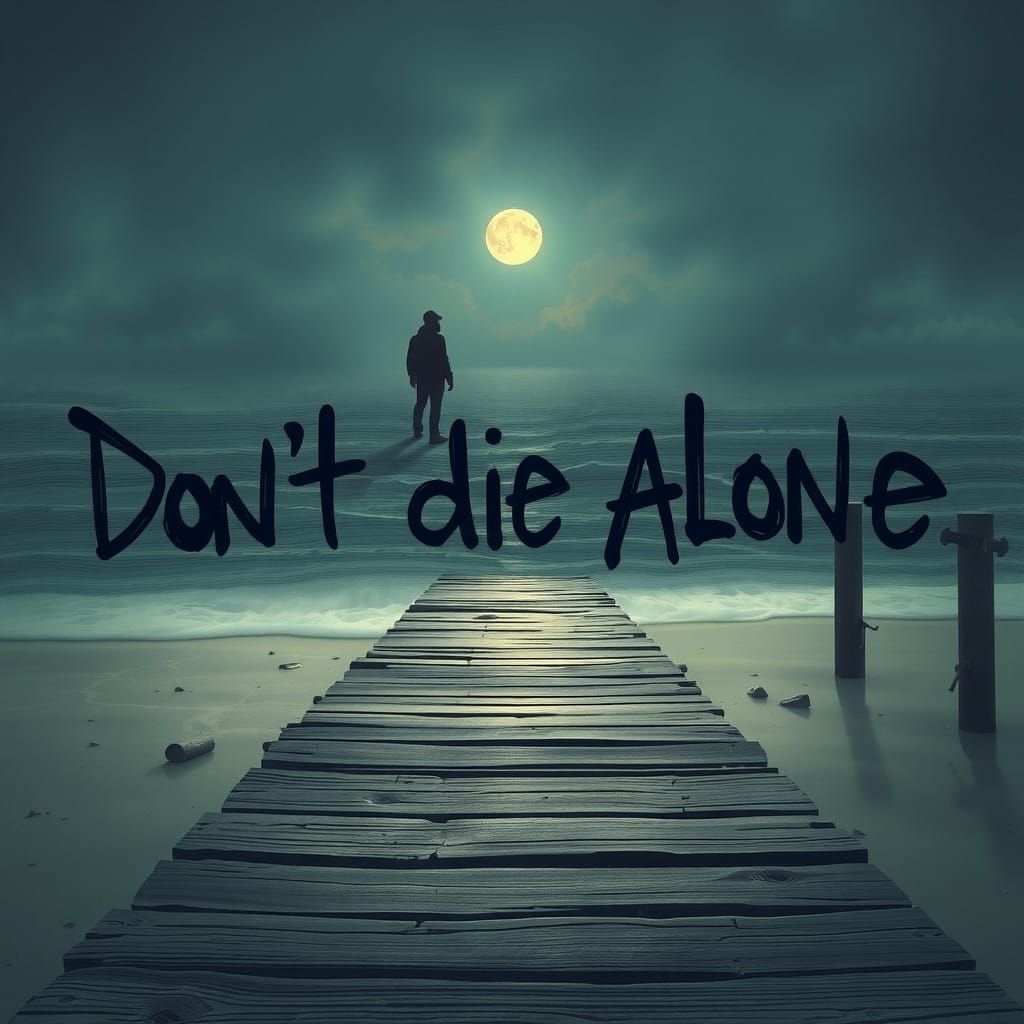 Moody Beach Scene with Haunting Pier