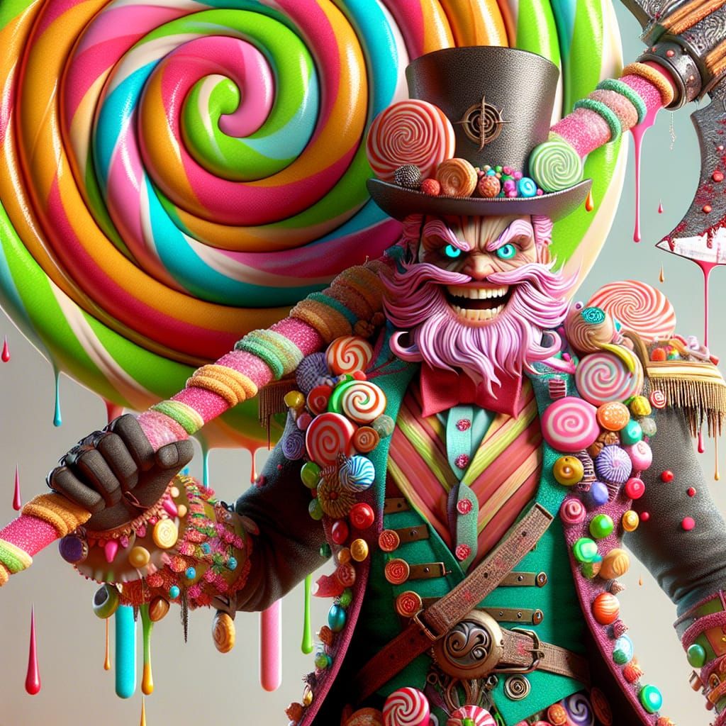 Candy Villain with Lollipop Axe in Candyland Outfit
