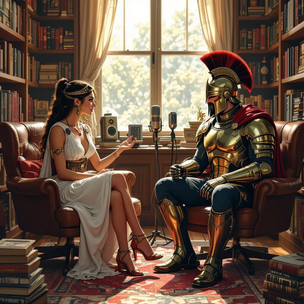 Athena and Ares Host a Modern Podcast